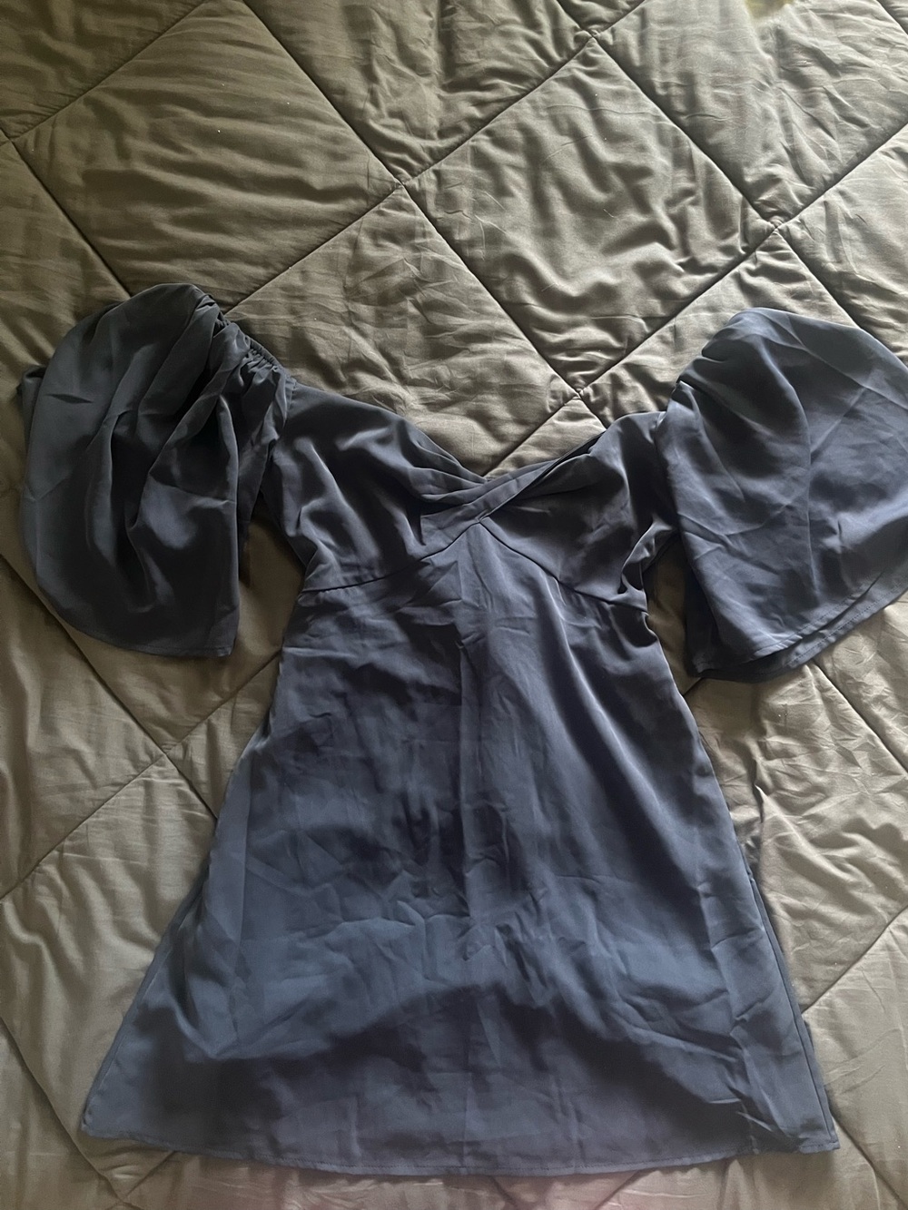 Abercrombie & Fitch Slate Blue Off-Shoulder Midi Dress